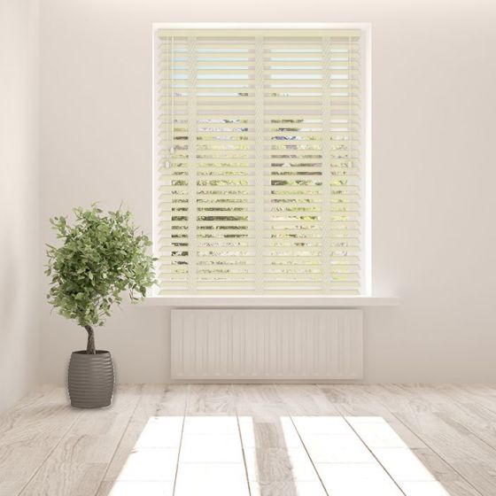  Gloss Cream Wooden Blind with Tapes